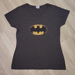 Port & Company Batman Dark Grey Logo Round Neck Short Sleeve Womens‎ Medium